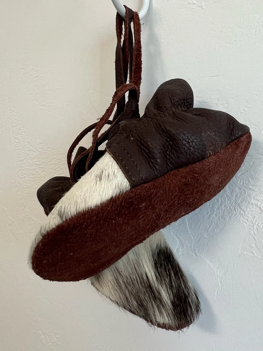 Cowhide Baby Moccasins Western Leather Booties 6-12M Boho Baby